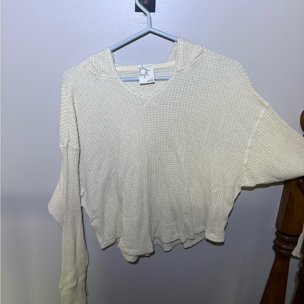 Aerie Waffle Knit Hooded Cropped Top – Size Small | Cozy & Casual